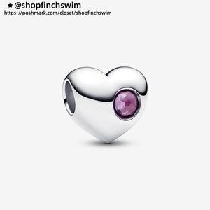 Pandora Engravable Purple Stone Heart Charm